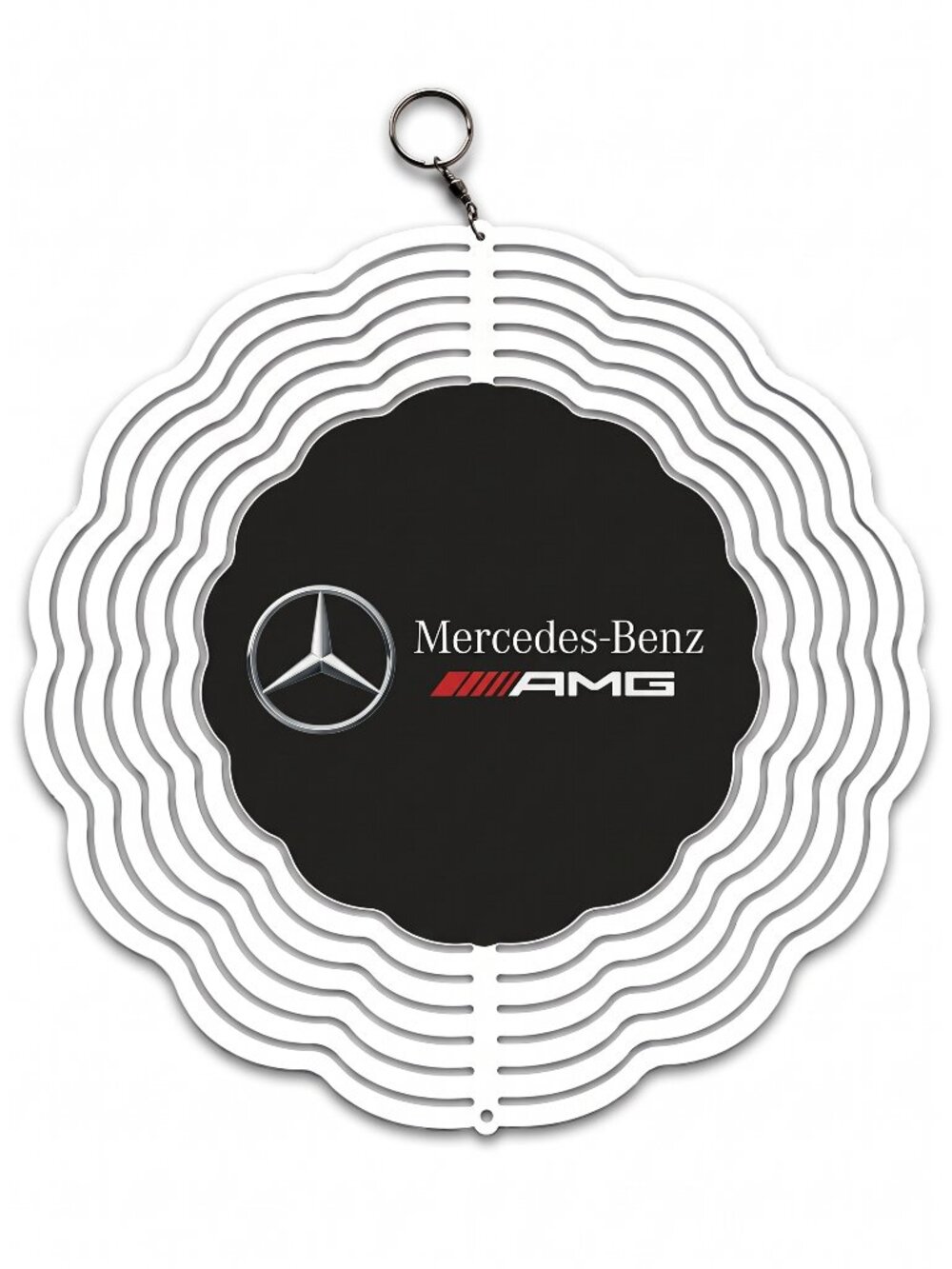 10" Mercedes-Benz AMG Kinetic Wind Spinner - White Metal Hanging Yard Decor